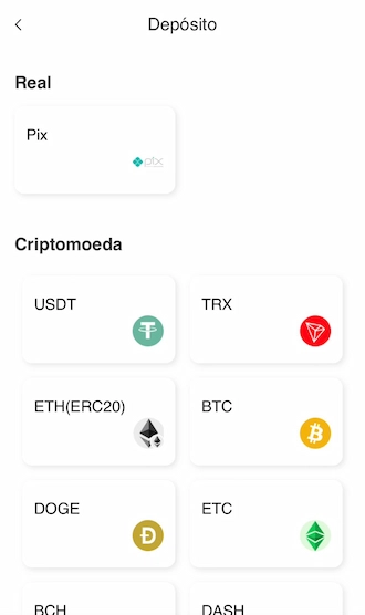 Passo 1: Escolha Criptomoeda – USDT 